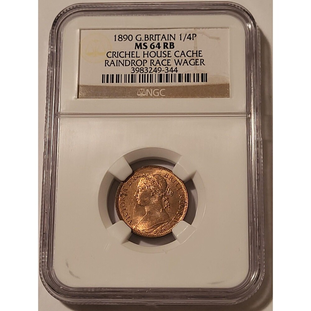 Great Britain Victoria 1890 1/4 Penny Farthing MS64 RB NGC Crichel House Hoard